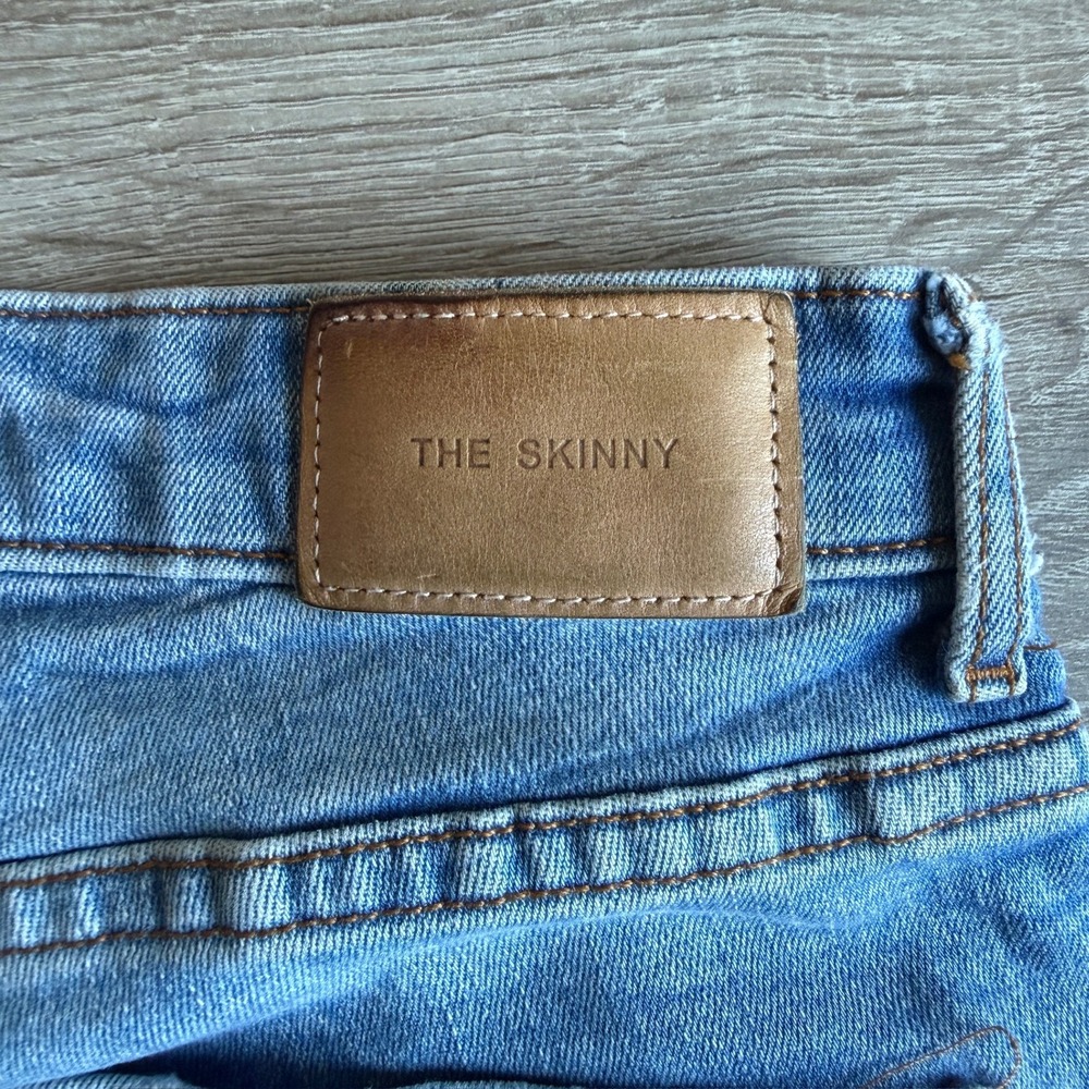 Zara The Skinny Distressed High Rise Jeans Blue Medium Wash Raw Hem Size‎ 4 - Picture 3 of 6